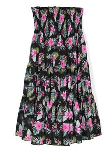 Monnalisa Gelaagde katoenen jurk met bloemenprint - Zwart