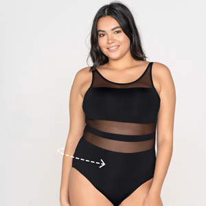 Leonisa Shaping Swimsuit with deep-cut back  | Black