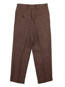 Needles Tucked geometric-jacquard trousers - Beige