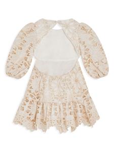 MARLO Kiera floral-embroidered cotton dress - Beige