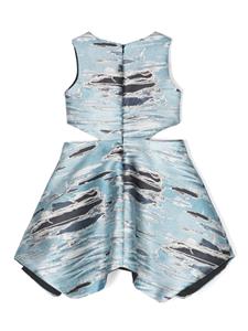 John Richmond Junior patterned cut-out detailed dress - Blauw