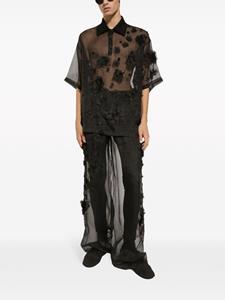 Dolce & Gabbana Zijden broek met bloemapplicatie - Zwart