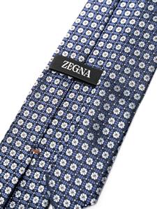 Zegna geometric-patterned silk tie - Blauw