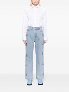 Kimhekim anchor-print wide-leg jeans - Blauw