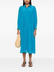 Kiton pleat-detail silk midi dress - Blauw