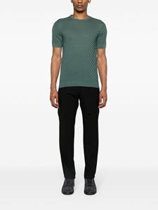 Emporio Armani chevron-knit crew-neck jumper - Groen