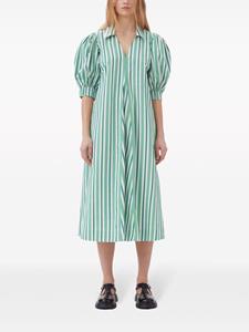 GANNI striped organic cotton shirtdress - Groen