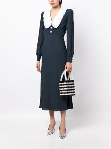 Alessandra Rich Midi-jurk met oversized kraag - Blauw