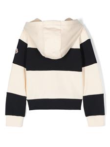 Moncler Enfant embroidered-logo striped hoodie - Beige