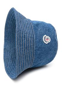 Moncler logo-patch denim bucket hat - Blauw