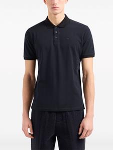 Emporio Armani logo-embroidered cotton polo shirt - Blauw