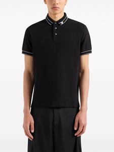 Emporio Armani logo-collar cotton polo shirt - Zwart