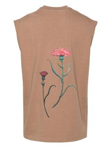 Song For The Mute Red Flowers cotton tank top - Beige