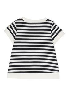 Moncler Enfant logo-embroidered striped T-shirt - Blauw