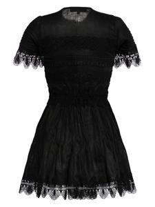 Waimari Violetta linnen mini-jurk met korte mouwen - Zwart