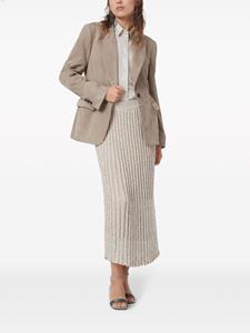 Brunello Cucinelli metallic-thread knitted midi skirt - Beige