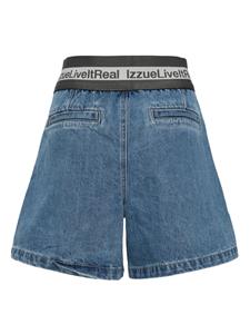 Izzue logo-waistband denim shorts - Blauw
