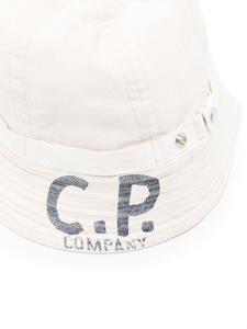 C.P. Company logo-print cotton bucket hat - Beige