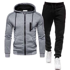Aimei Street 2023 Mannen Herfst Rits Hoodie Sweatshirt + broek Solid Sporting Fitness Bovenkleding Jas Joggers Sui