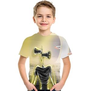 Ar007 Siren Head Kindershirt Korte mouw Tops O-hals 3D T-shirt Jongens Meisjeskleding