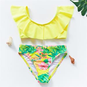 SWIMIFY 5-14Y Kinderen Tiener Meisjes Bikini Badpak Set Roes Flounce Floral 2022 Nieuwe Tweedelige Bikini's Badmode Badmode Badkleding Badpakken