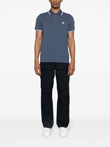 Moncler logo-patch cotton polo shirt - Blauw