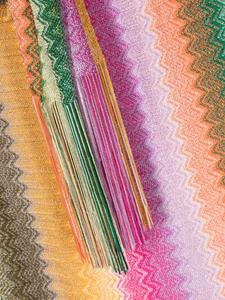 Missoni zigzag-knit fringed scarf - Roze