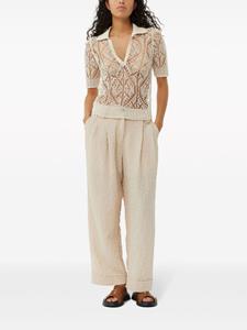 GANNI mid-rise straight-leg tailored trousers - Beige