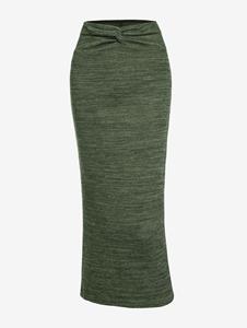 Zaful Women's Elegant Style Heather Knit Twisted Design Slinky Midi Skirt