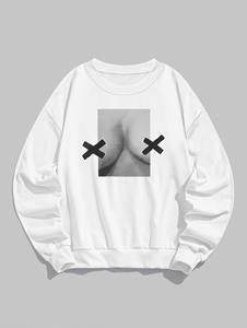 Zaful Women's Cross Graphic Printed Front Crew Neck Long Sleeve Pullover Sweatshirt