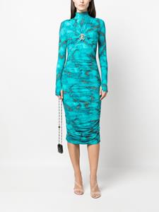Roberto Cavalli Midi-jurk met marmerprint - Blauw