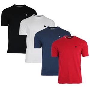 Donnay Donnay Heren - 4-Pack - T-Shirt Vince - Zwart/Wit/Navy/Rood