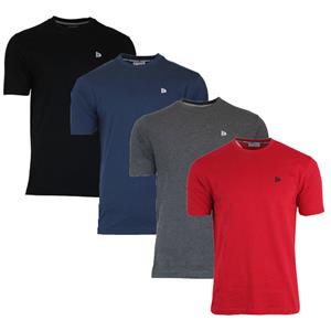 Donnay Donnay Heren - 4-Pack - T-Shirt Vince - Zwart/Navy/Grijs/Rood