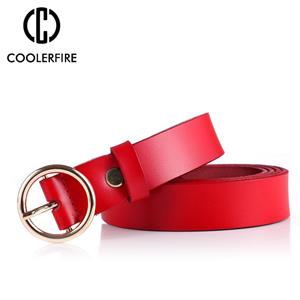 COOLERFIRE FASHION Damesmode klassieke ronde gesp brede riem ontwerp hoge kwaliteit casual lederen riemen voor jeans