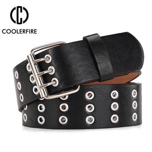 COOLERFIRE FASHION Damesriemen luxe lederen riem met pingesp voor damesmode Legering Retro decoratieve punk jeans Decoratieve damesriem