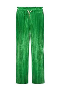 Like Flo Meisjes broek metallic plisse - Groen metallic