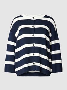 TOM TAILOR Strickjacke knit cardigan striped, navy offwhite stripe knit
