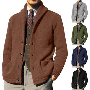 Master key Men's Cardigan Casual Shawl Long Sleeve Solid Button Knitting Sweater