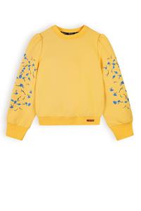 NoNo Meisjes sweater met print op mouw - Kulet - Abrikoos
