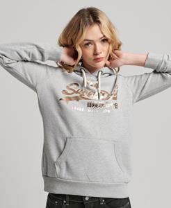 Superdry Female Boho Vintage Logo Hoodie met Glitters Grijs