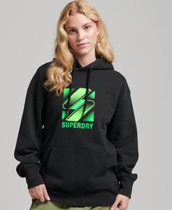 Superdry Vrouwen Half Tone S Logo Oversized Hoodie Zwart