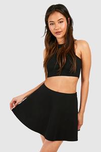 Boohoo White Mini Tennis Skirt, Black