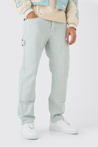 Boohoo Relaxed Rigid Overdyed Carpenter Jeans, Ice Blue