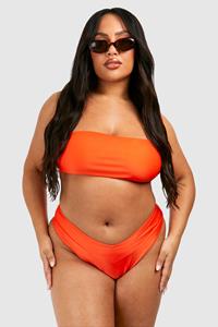 Boohoo Plus V High Waisted Bikini Bottom, Orange