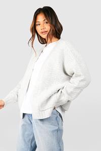 Boohoo Soft Textured Oversized Boyfriend Cardigan, Silver