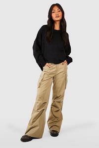 Boohoo Ruched Detail Cargo Trouser, Stone