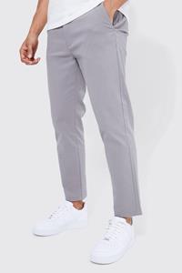 Boohoo Fixed Waist Slim Cropped Chino, Grey