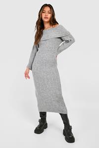 Boohoo Off The Shoulder Sweater Dress, Grey