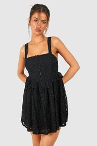Boohoo Corset Lace Mini Dress, Black
