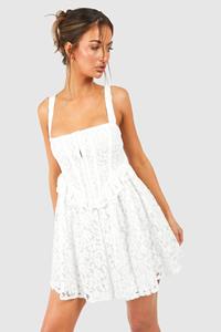 Boohoo Corset Lace Mini Dress, White